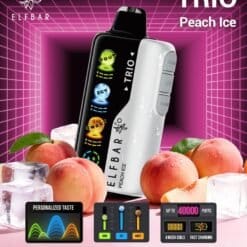 Elf Bar TRIO 40000 Puffs 5% – Peach Ice – Disposable Vape – Type C Rechargeable (Triple Adjustment Ice+Sweet+Sour)
